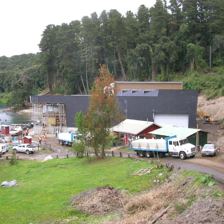 RAS recirculating aquaculture system Hydrotech drum filter aquaculture at Puerto Fonck Hatchery