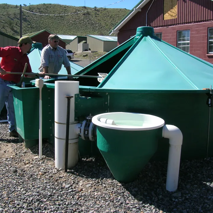 Men working on an aquaculture system