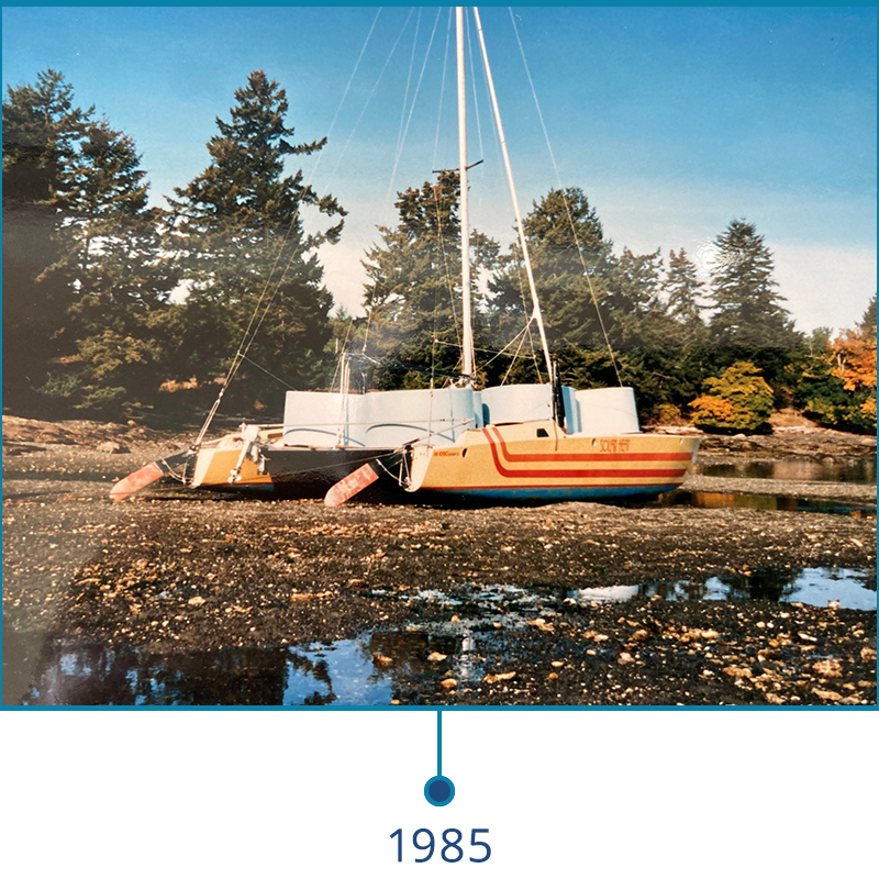 First order of fiberglass tanks on a catamaran for Pacific Biological Station in 1985